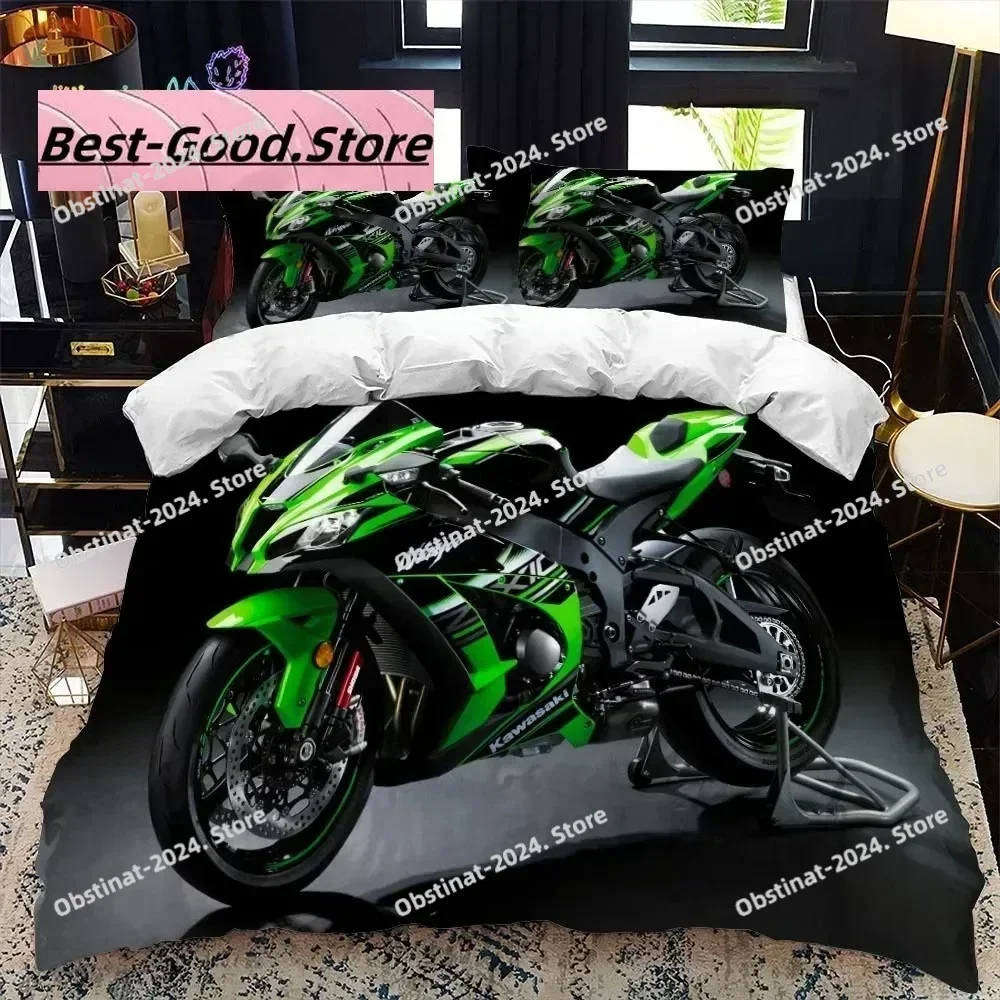 Motorcycle Rider 3D Bedding Set Printed single Comforter Quilt Bed Cover Duvet Cover Pillow Case 3 Pieces Sets Kids Adult Size