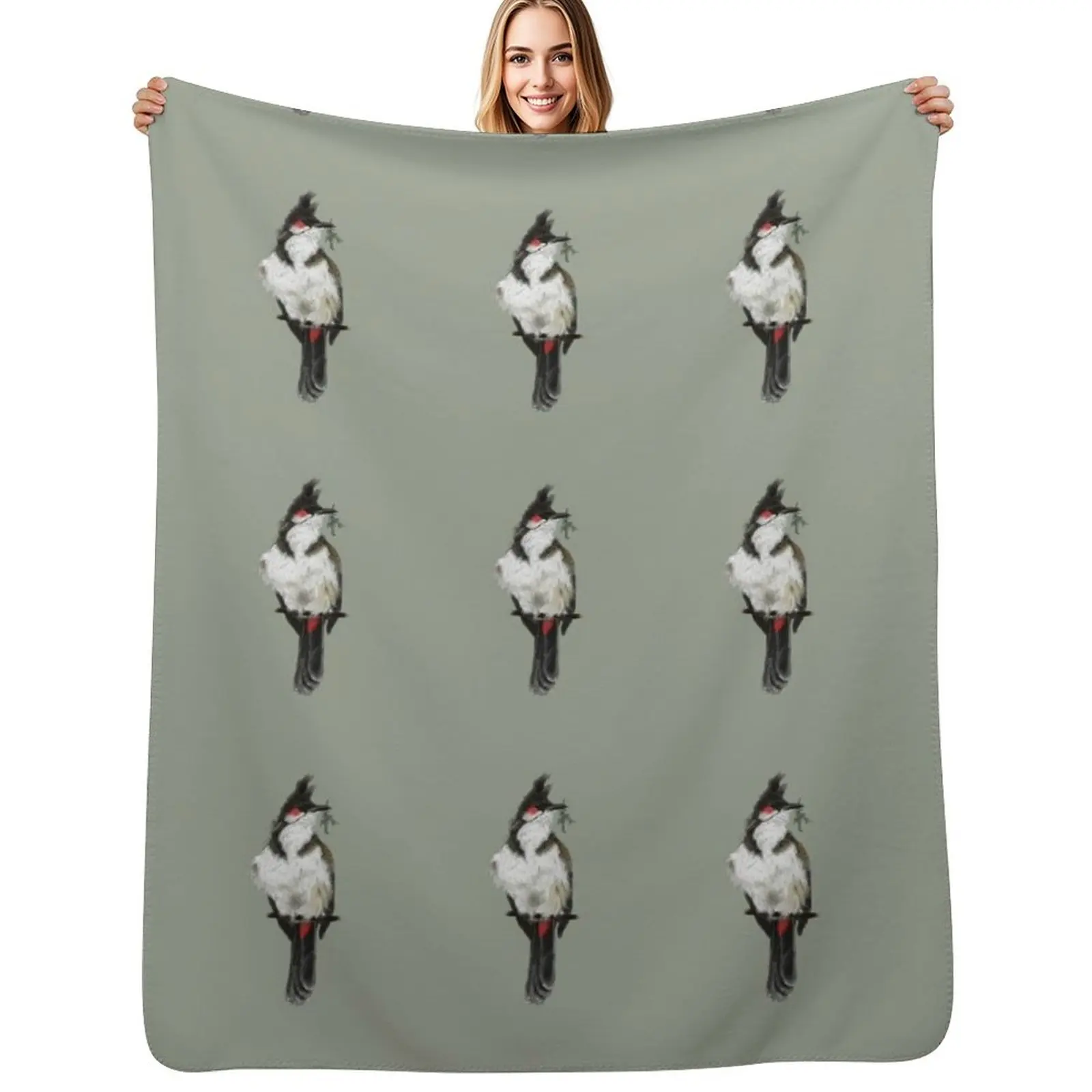 Red-whiskered Bulbul Bird Portrait Art Print Throw Blanket Lightweight Warm Blanket for Travel Camping