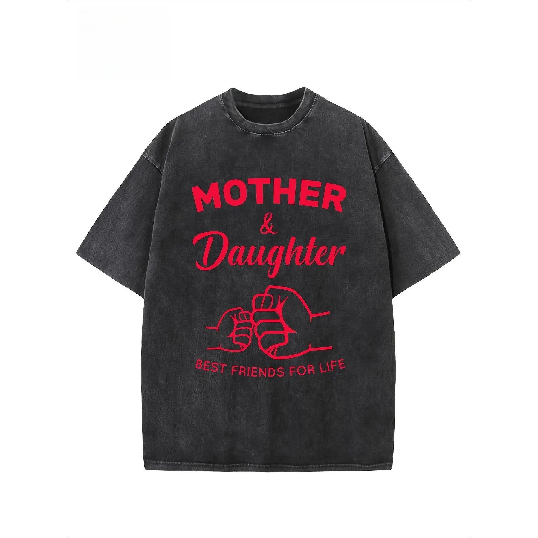 

Vintage Cotton Mother & Daughter T-Shirt Oversized Best Friends For Life Graphic Tee Family Gift for Mom Her