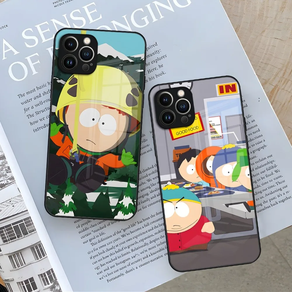 Cartoon S-south Parks Phone Case for Iphone 15 14 12 11 13 Pro Max Mini X Xr Xs Se 8 Puls glass