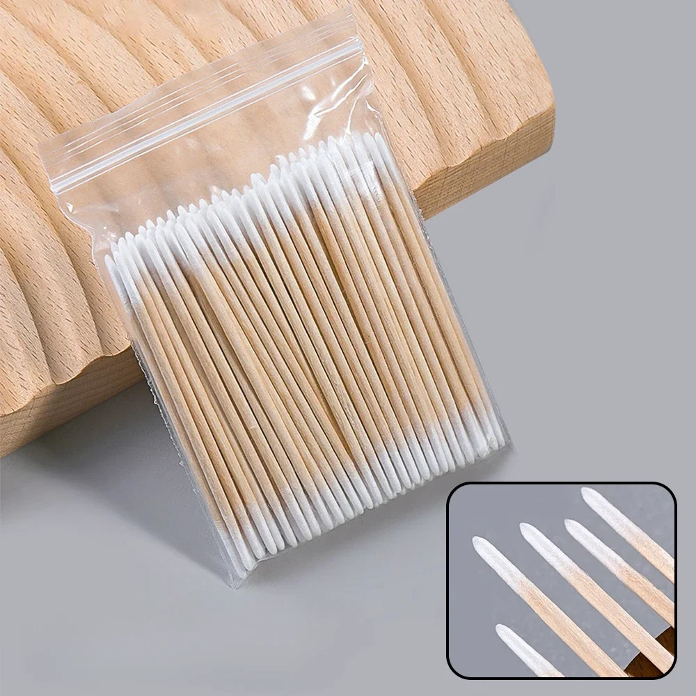 Cotton swab Disposable tattoo tip Cotton swab tip Wooden single head wooden swab small cotton swabEyeliner guard Raw cotton swab