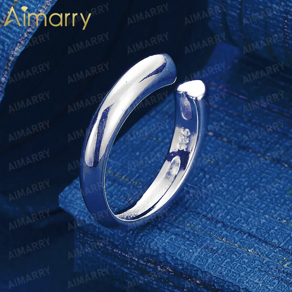 925 Sterling Silver Simple Smooth Plain Ring with Open Mouth for Women's Banquets and Weddings High-quality Fashion Jewelry