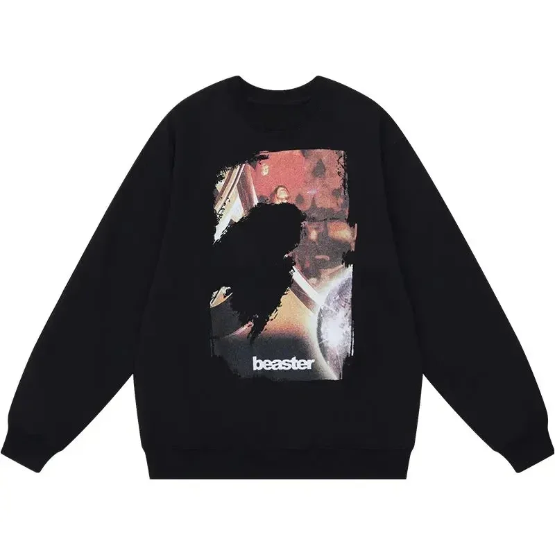 

Crew Neck Long Sleeve Family Autumn and Winter Trendy Pure Cotton Fleece Couple Wear Men's and Women's Fashion Trend Street Wear