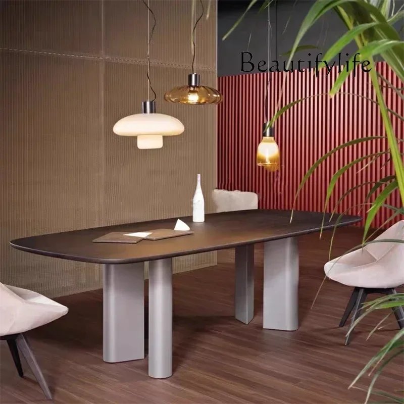 

SS Designer Kitchen Dining Table Luxury Floor Italian Oval Restaurant Dining Table Center Design Tavoli Da Pranzo Home Furniture