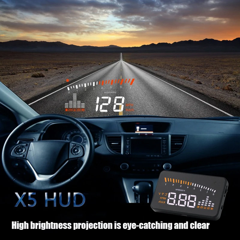 

Car Head Up Display HUD X5 Universal Digital OBDII Speedometer Fuel Card OBD2 Consumption Speed Level Sight Speed Level Sight