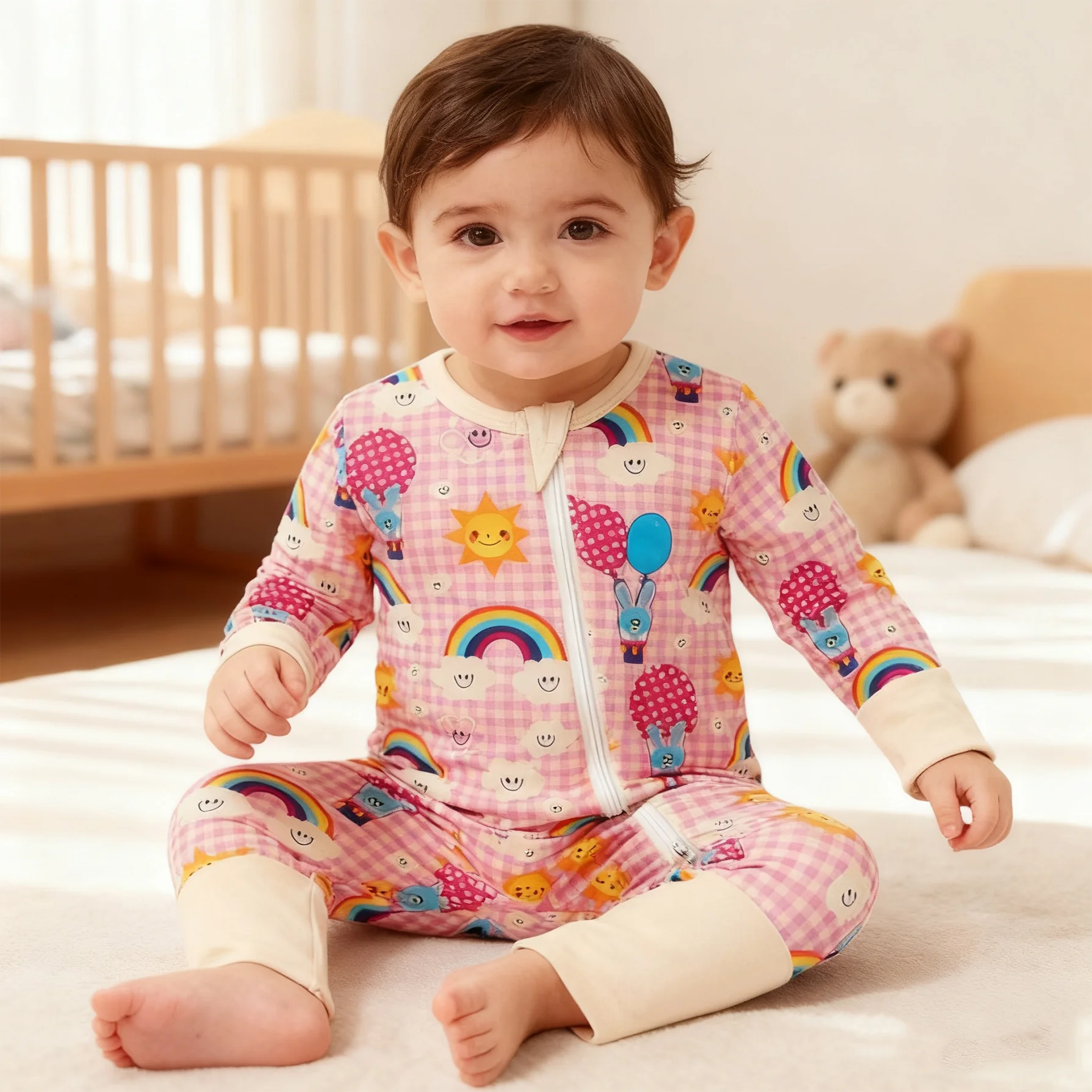 

Всесезонный комбинезон для малышей из бамбукового волокна с застежкой-молнией, одежда для новорожденных 0-24 месяца