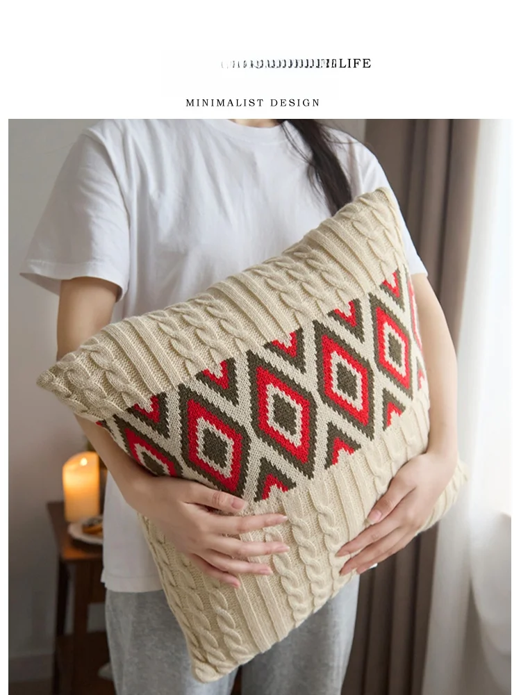Nordic Bohemian Style Sofa Pillow Cover Wendy Living Room Decorative Cushion Slipcover Three Life Brand Square Shape