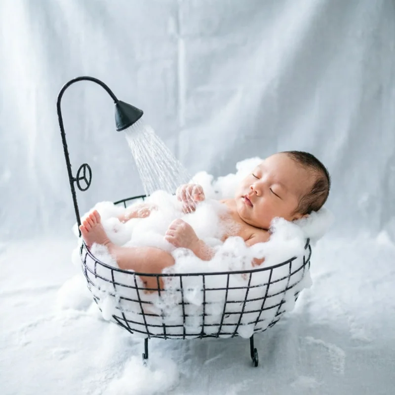 Iron Small Bathtub Newborn Photography Props 1pcs Baby Auxiliary Shooting Tool Full Moon Baby Basket Newborn Photo Accessories