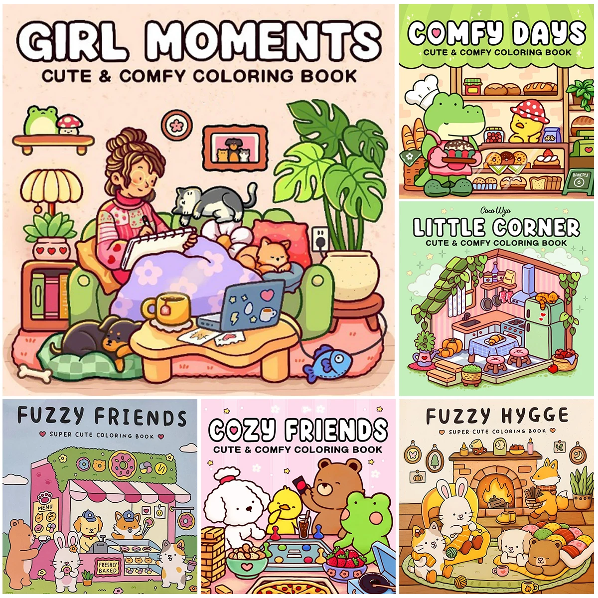 

Girl Moments Coloring Book Cute Animals & Flowers Art for Adult and Teens Creative DIY for Stress Reduction