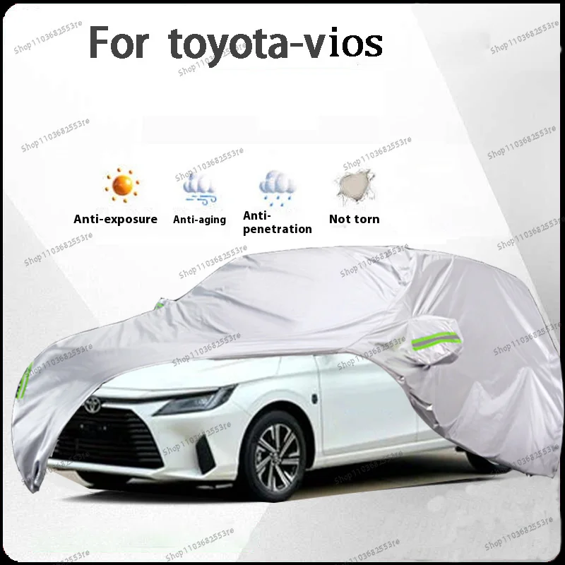 

For Toyota Vios Fit Car Cover Waterproof Dustproof Sunshade (UV) Snowproof Silve Full Cover with All-Day Protection