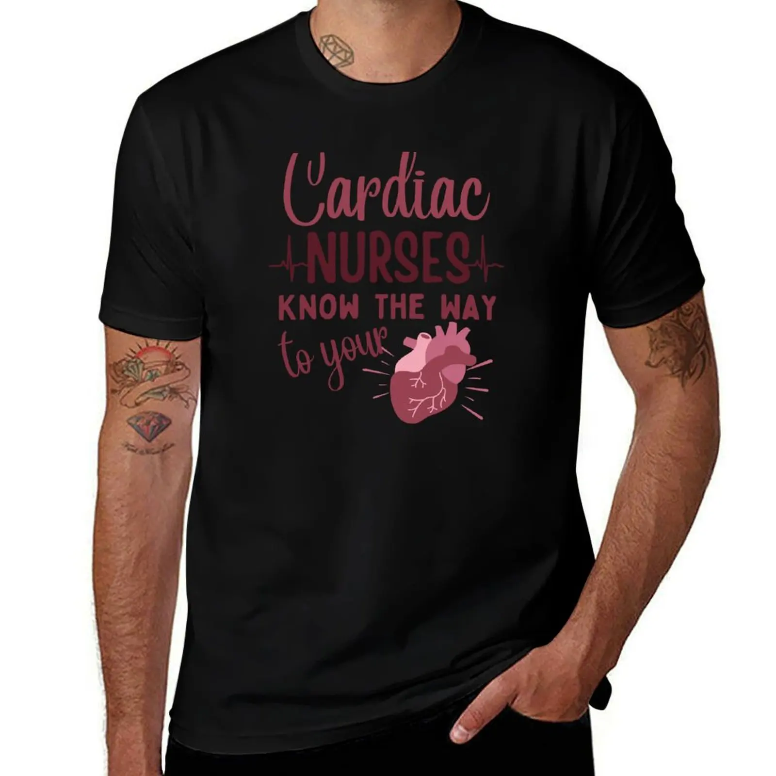 Cardiac Nurses Know The Way To Your Heart Cardiology Nurses Nurse Typographic Cardiac Nursing T-Shirt