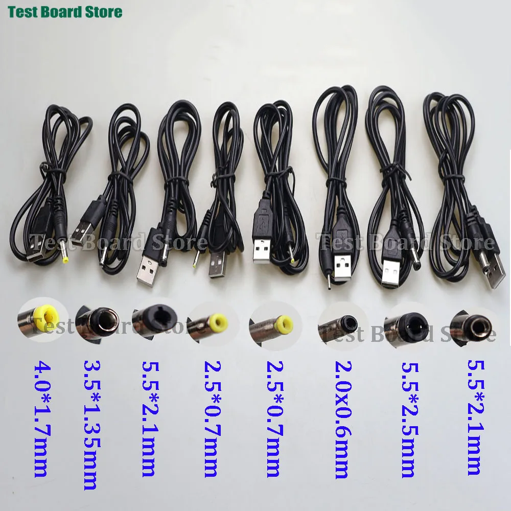

USB A Male to DC 2.0*0.6 2.5*0.7 3.5*1.35 4.0*1.7 5.5*2.1 5.5*2.5mm Power supply cord Plug Jack extension cable connector charge