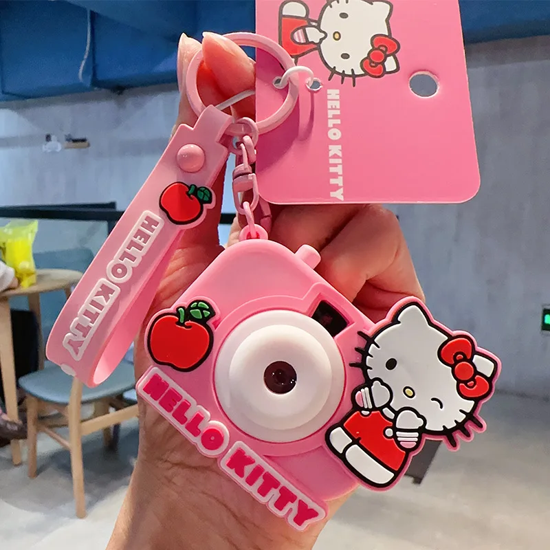 Sanrio Sleutelhanger Echte Projectiecamera Hello Kitty Zonsondergang Licht Schip Sleutel Melodie Kuromi Sleutelhanger Cinnamoroll Tas Hanger Cadeau