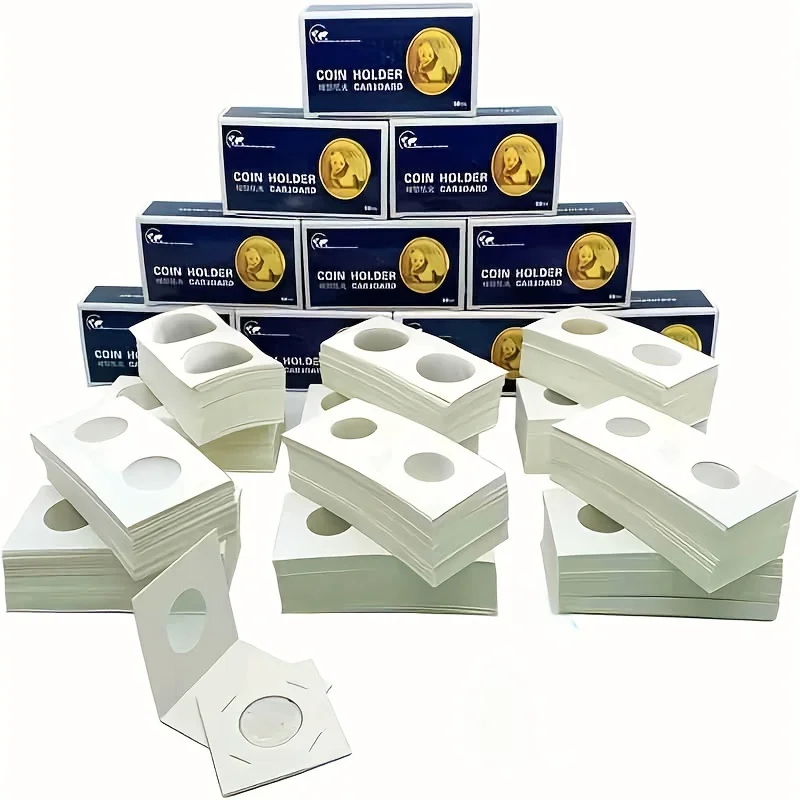 Flash sale 200 Coin Holder Cardboard Sheets for Coin Flipping Collectors, 4 Sizes 2" X 2" Currency Holders, Suitable for Coin Collection Display Books, for Pennies/25 Cent Coins/Tokens/Medals view 5