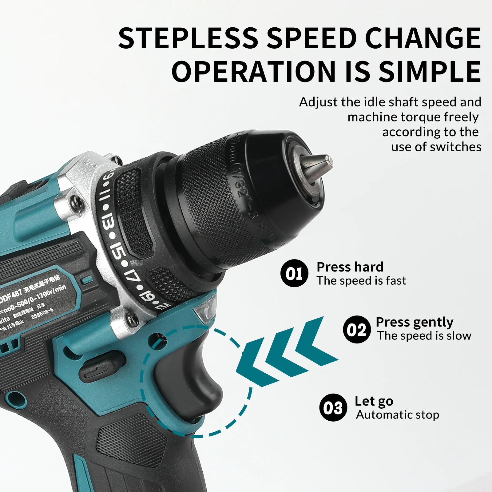 

SUPERPAN DDF487 Cordless Driver Drill Brushless Electric Impact Screwdriver Rechargeable Tool ,For makita 18v Battery specs