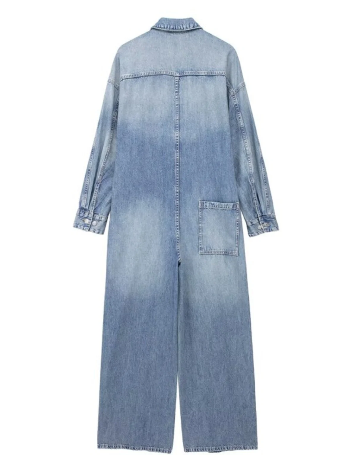 Spring 2024 Women's Long Denim Onesie High Waist Wide Leg Pants Fashion Design Sensation Piece Fourty Three Sixty Five Two Ei...