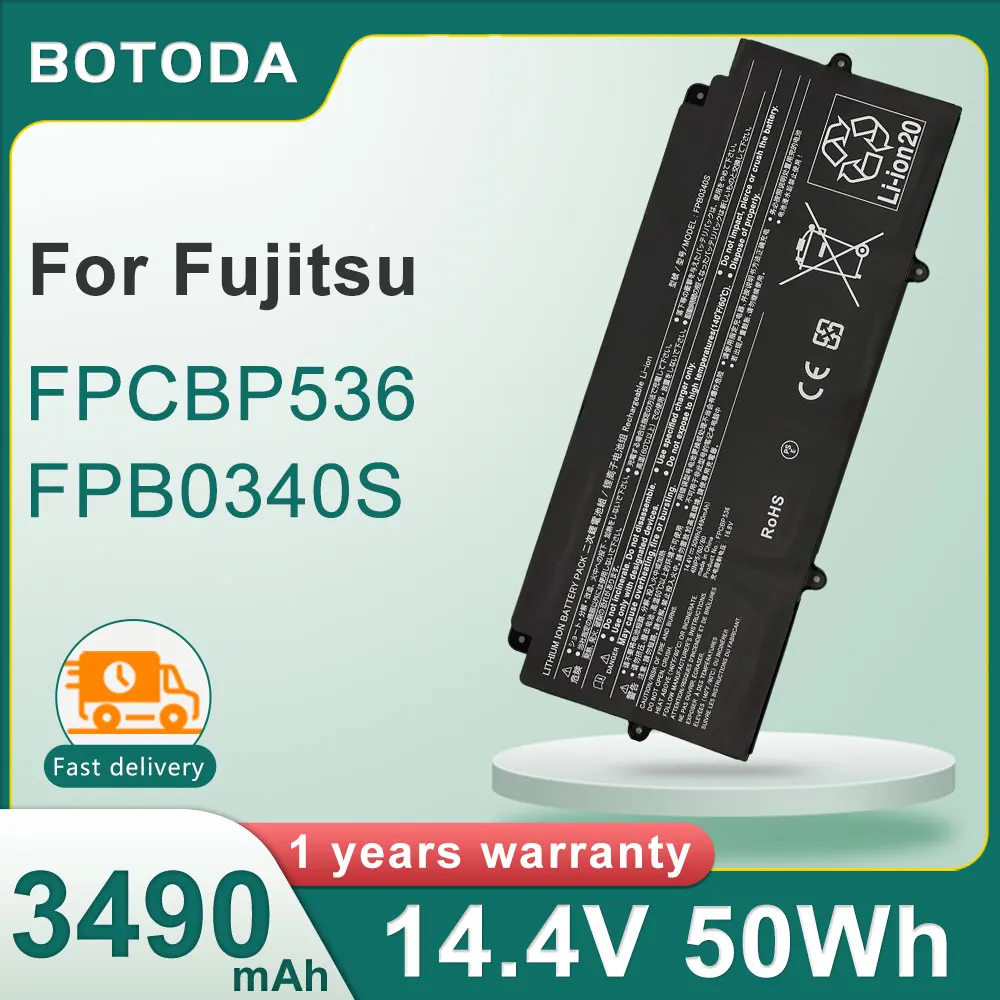 

BOTODA FPCBP536 FPB0340S 3490mAh 50Wh 14.4V Laptop Battery for Fujitsu LifeBook U937 U938 U939 U939X U9310 U9310X U9311X Series