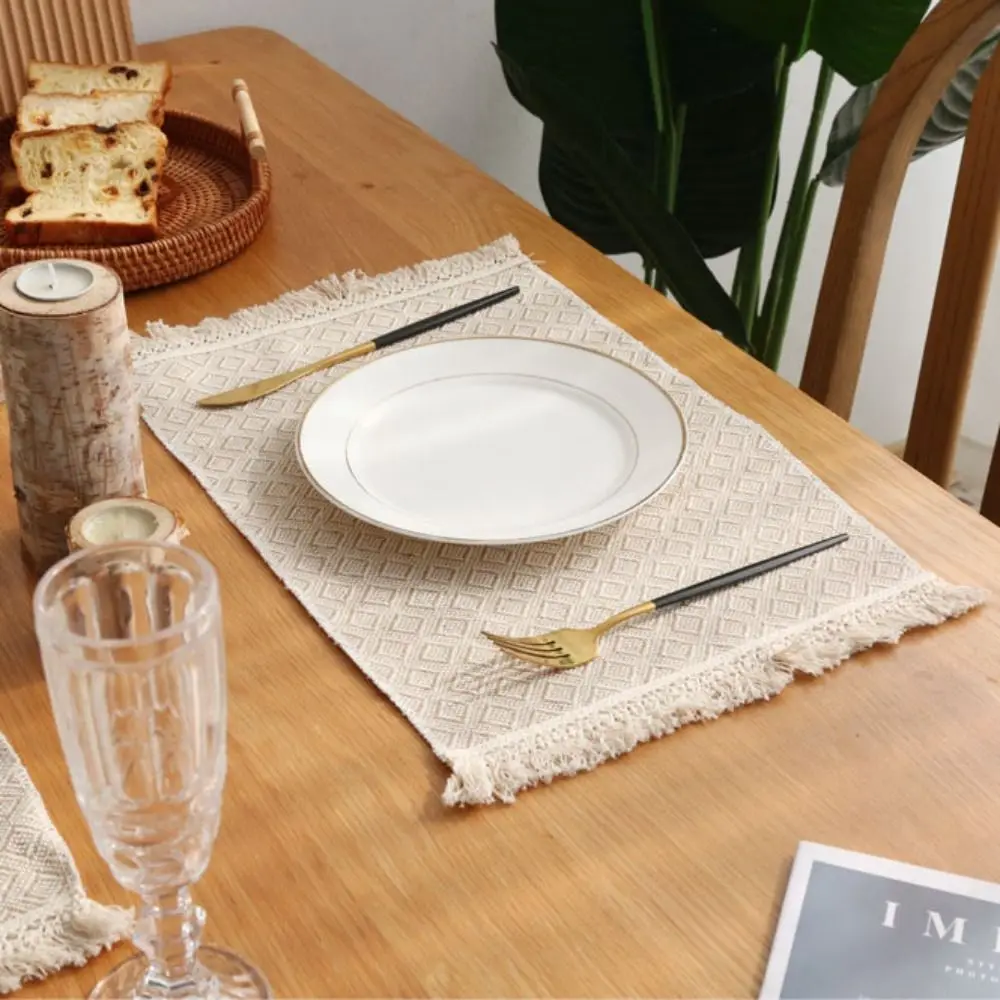 Ins Simple Vintage Placemats Comfortable Soft Table Mats High Quality Natural Cotton Linen Household Napkin