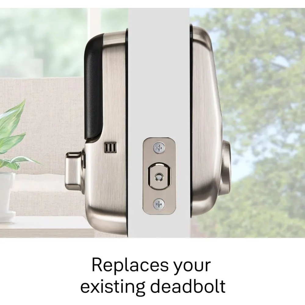 Security Assure Lock Deadbolt, Satin Nickel Wi-Fi Connected Smart Lock with Back-Up Key and Digital Touchscreen Keypad for Code