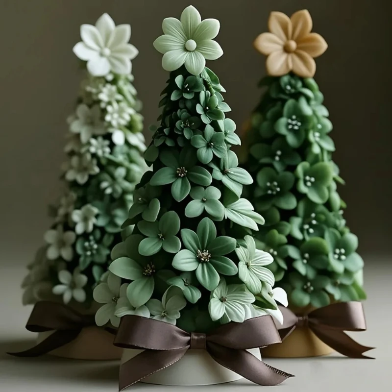Christmas Tree Scent Candle Silicone Mold Relief Rose Design DIY Plant Plaster Resin Mold Party Favor Decor Handmade Lover Gifts
