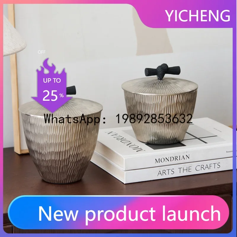 

Luxury silver line texture storage jar hollow bowl light luxury home desktop decor box fruit plate