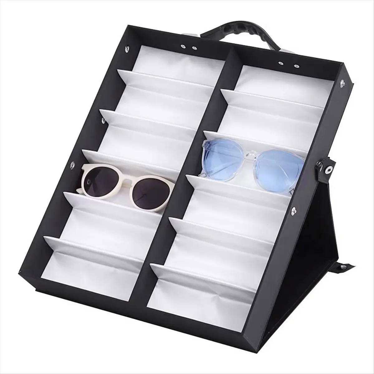 B-est 12 Slots Glasses Tray Sunglasses Display Case Eyeglass Organizer Box Eyewear Holder Sunglass Stand Sun Glasses Organizer
