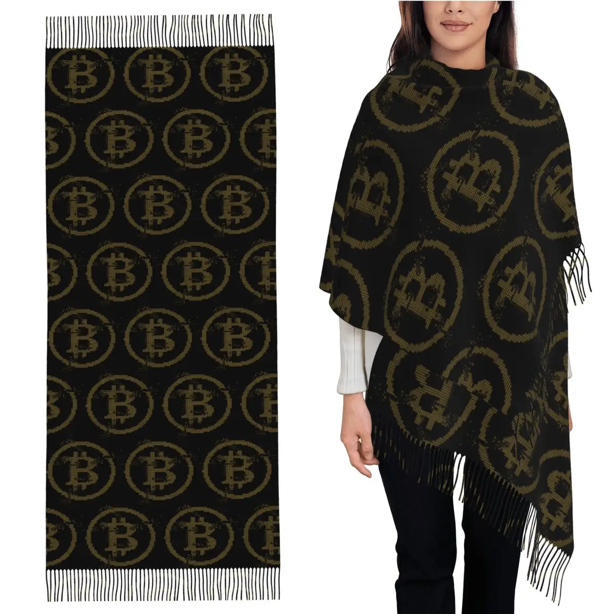

Bitcoin Los Angeles - Cool Bitcoin Crypto Scarf Tassel Scarves for Women Soft Warm Shawls and Wraps Large Fall Winter Shawl Wrap