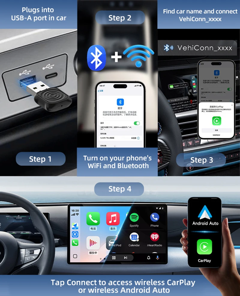 محول Xiaomi 5.0 Mini Ultra اللاسلكي CarPlay Android Auto لتوصيل السيارة والتشغيل واتصال تلقائي WiFi Bluetooth 2025