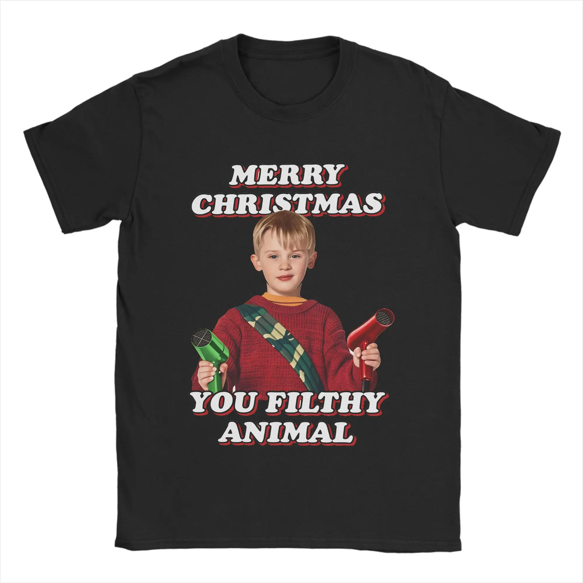 Men's Art Home Alone T Shirt Merry Christmas Cotton Clothing Funny Short Sleeve Round Collar Tees Graphic T-Shirt