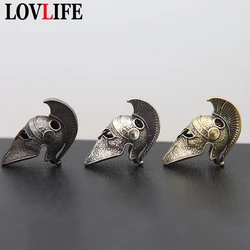 Black Ancient Greece Spartan Warrior Scar Helmet Brass Knife Beads EDC DIY Paracord Keychain Lanyard Pendant Jewelry Accessories