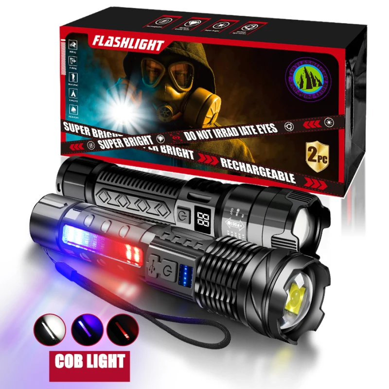 

Супер яркий светодиодный фонарик, перезаряжаемые через USB фонарики с тактическим зумом, мощный прожектор, уличный фонарь для кемпинга и рыбалки