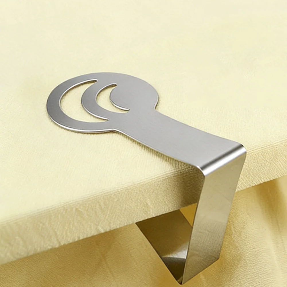 6pcs Stainless Steel Tablecloth Clips Windproof Outdoor Garden Picnic BBQ Party Secure Grip Clamps Silver 4.9cm