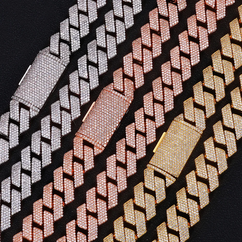 

Men's Hip Hop 15mm Four Rows Diamond Rhombus Cuban Chain Zircon Necklace Premium Jewelry