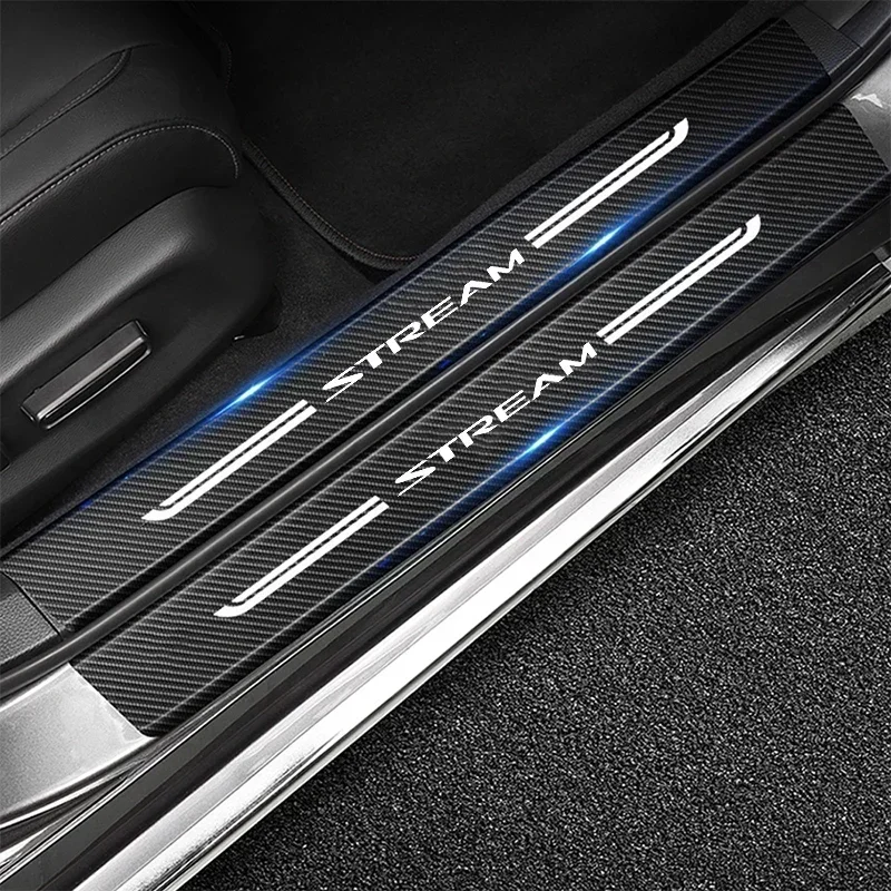 Car Door Sill Protect Anti Scratch Strip For Honda STREAM Carbon Fiber Decals Auto Threshold Scuff Plate Waterproof Sticker Tape