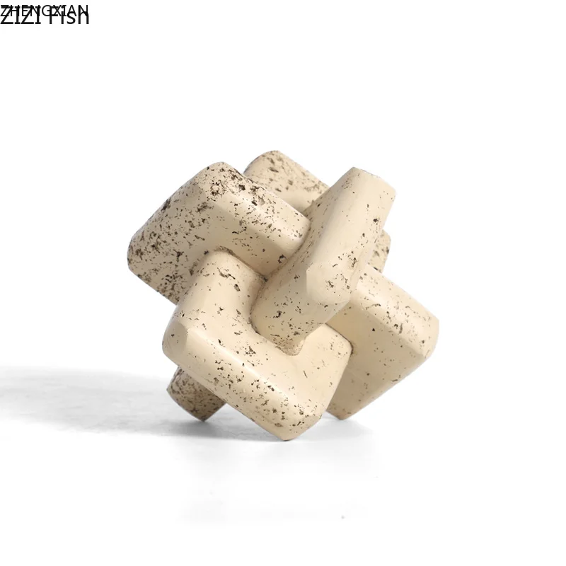 Creative Stone Pattern Ring Buckle Sculpture Desk Decoration Resin Crafts Shackle Ornaments Room Aesthetics Decor Modern Artwork