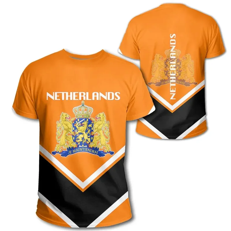 Netherlands Flag Graphic T-shirt For Men Full Printed Dutch T Shirt Tops Mens Oversized Short Sleeve Netherlands Tee Shirts Tops