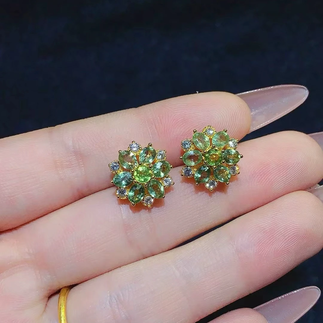 KJJEAXCMY Natural New Sapphire Earrings High Clarity Lustrous Color Locking S925 Silver Electroplated Jewelry Festival Gift