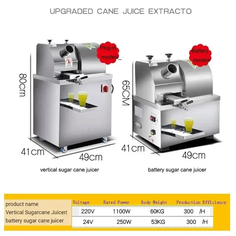 [2026] Hot Sale NEW Sugar Cane Juicer Desktop Electric Battery Stainless Steel Sugarcane Juicer Press Machine Juicer Extractor