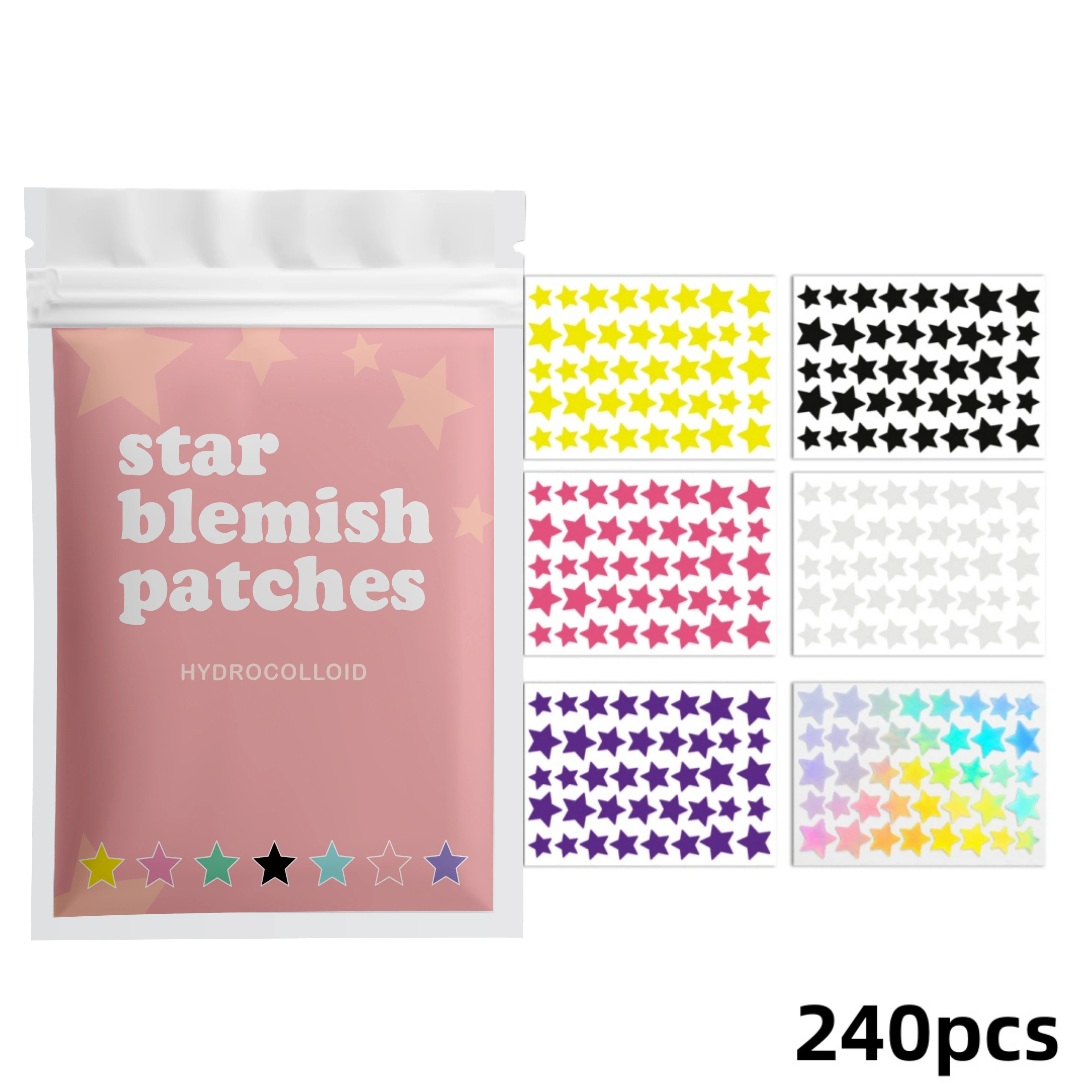 240PCS Star Pimple Patches For Face Hydrocolloid, Absorbing Cover, Tea Tree, Hydrocolloid Acne Patch, Cute Star Pimple Patch