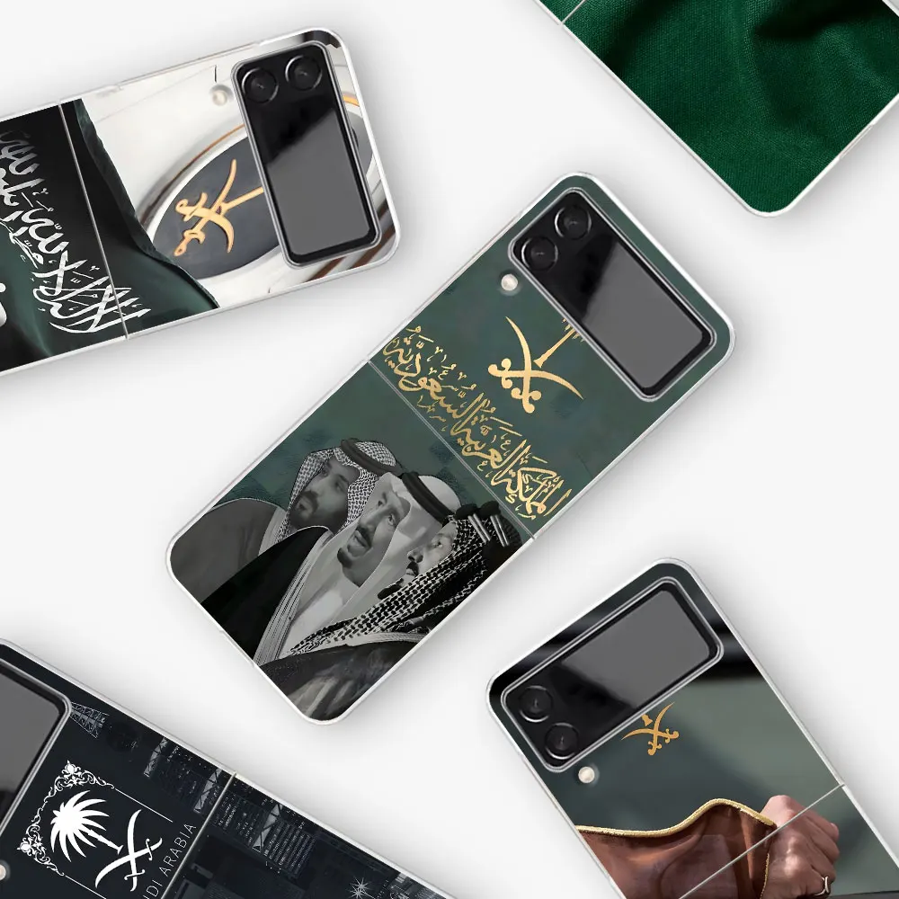 Mobile Phone Case for Samsung Galaxy Z Flip 4 3 5G Folding Transparent TPU Cover Zflip4 Zflip3 Kingdom Of Saudi Arabia Flag