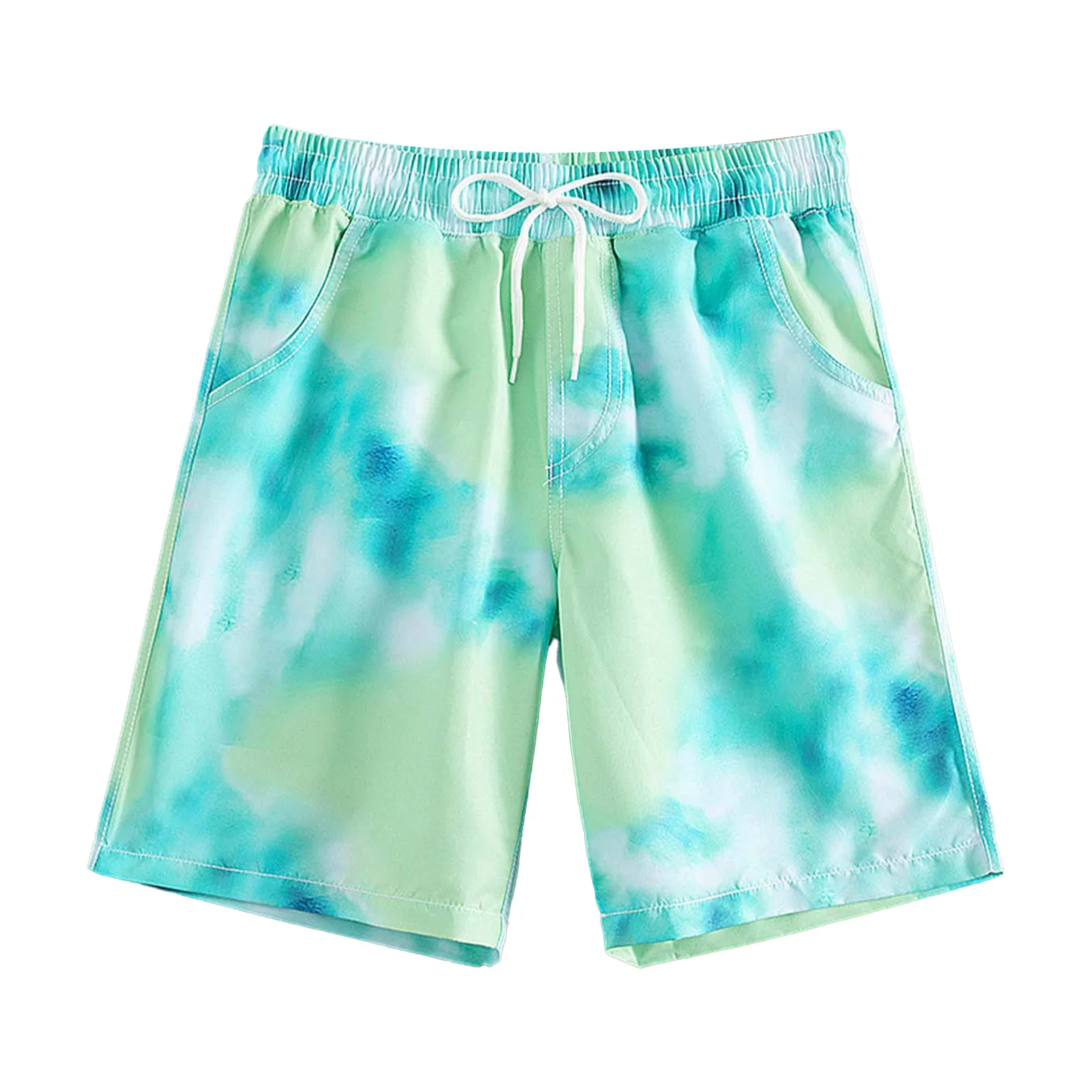 Pantaloncini da bagno stampati per bambini e ragazzi, elastico in vita con fiocco cucito e tasche laterali per il nuoto, il bagno, le vacanze