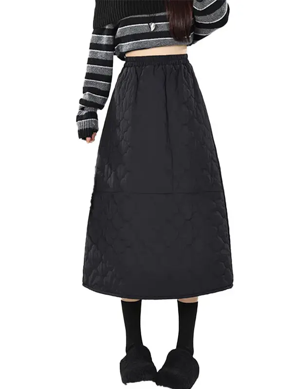 プラスサイズ ハイウエスト ミドル丈 暖かいスカート レディース ファッション性が高く 多用途でエイジングケア効果のあるAラインスカート 冬シーズン