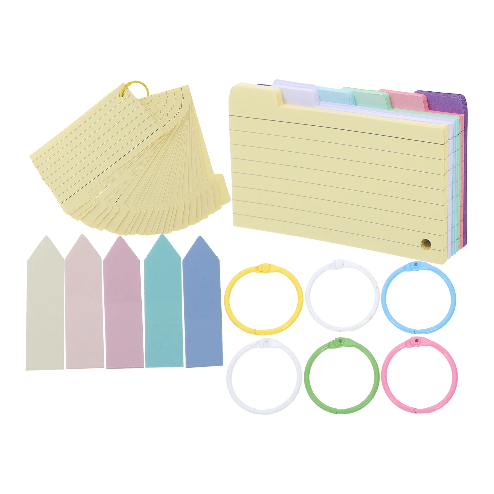 Index Card Notes Studying Essentials School Supplies Flashcards with Rings Plastic Large