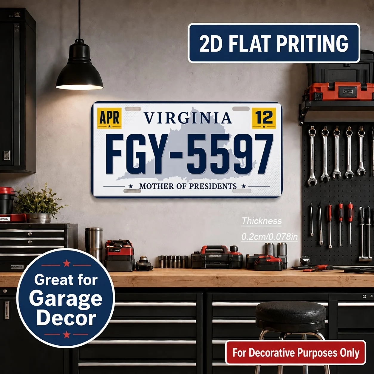 2D Flat, [2D Flat] 1pc Virginia-Themed Vintage Wall Sign - Virginia Plate Suitable for Home Decor, Bar & Outdoor Decoration, Vir