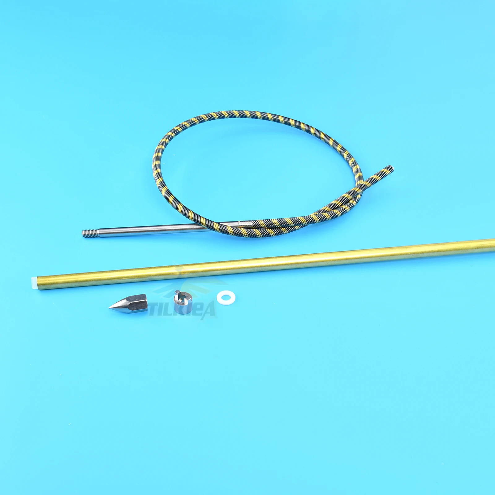 6.35 مللي متر 1/4 ''فليكس كابل الدعامة رمح إجمالي L700mm + أنبوب نحاسي + أنبوب بلاستيكي + محرك الكلب + الدعامة الجوز + طوقا/مجموعة ل RC قارب الغاز