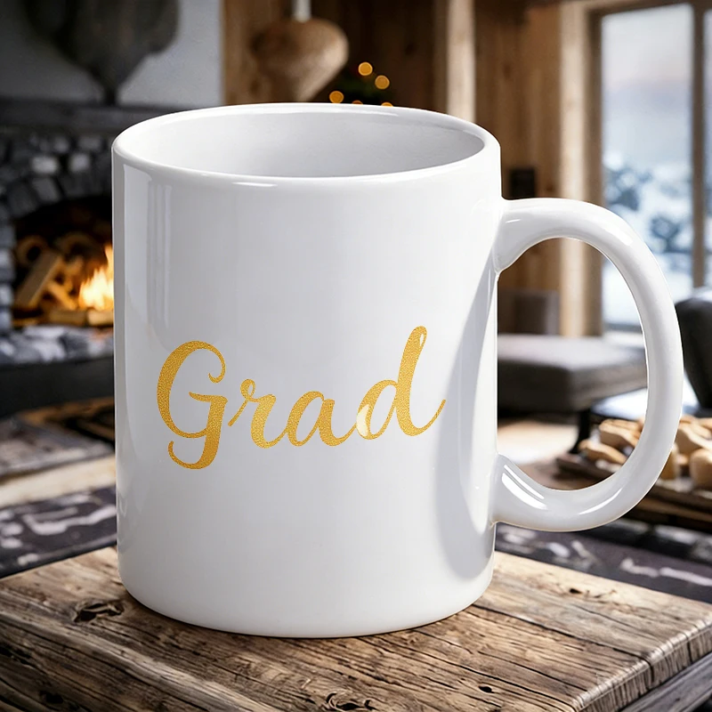 

Elegant handwritten font 'Grad' ceramic mug, coffee mug, milk cup, office tea cup, drinking cup, gift for friends,fade-resistant