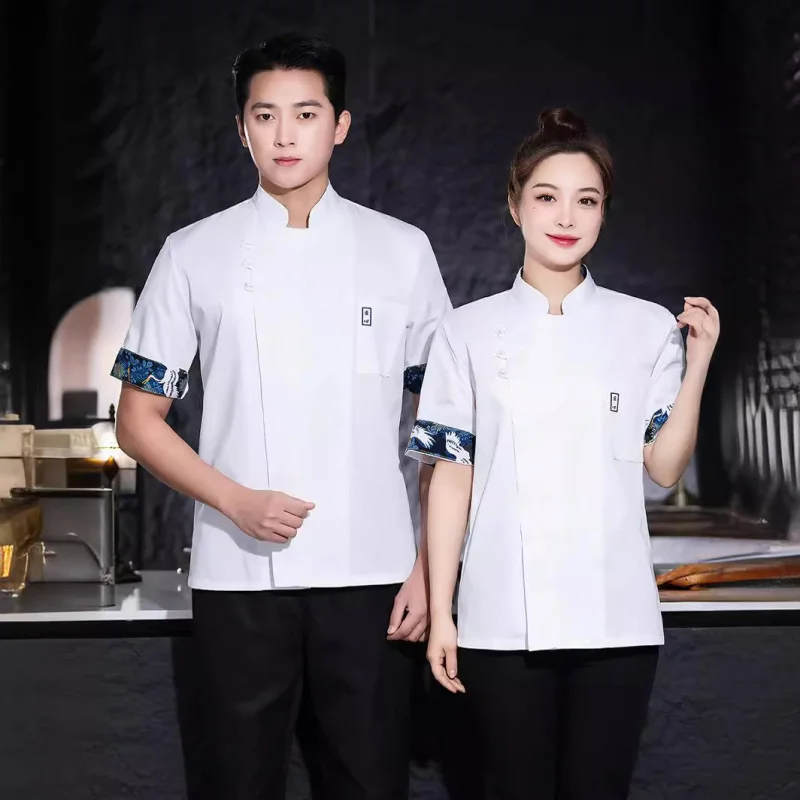 

Летняя дышащая униформа повара с короткими рукавами для отелей, ресторанов западной кухни, кейтеринга и пекарен (с логотипом)