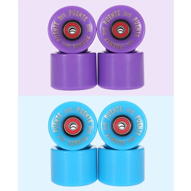 

PUENTE 4Pcs Cruiser Skateboard Wheels PU Wheels Long Board Cruiser Wheels With ABCE-9 Bearings