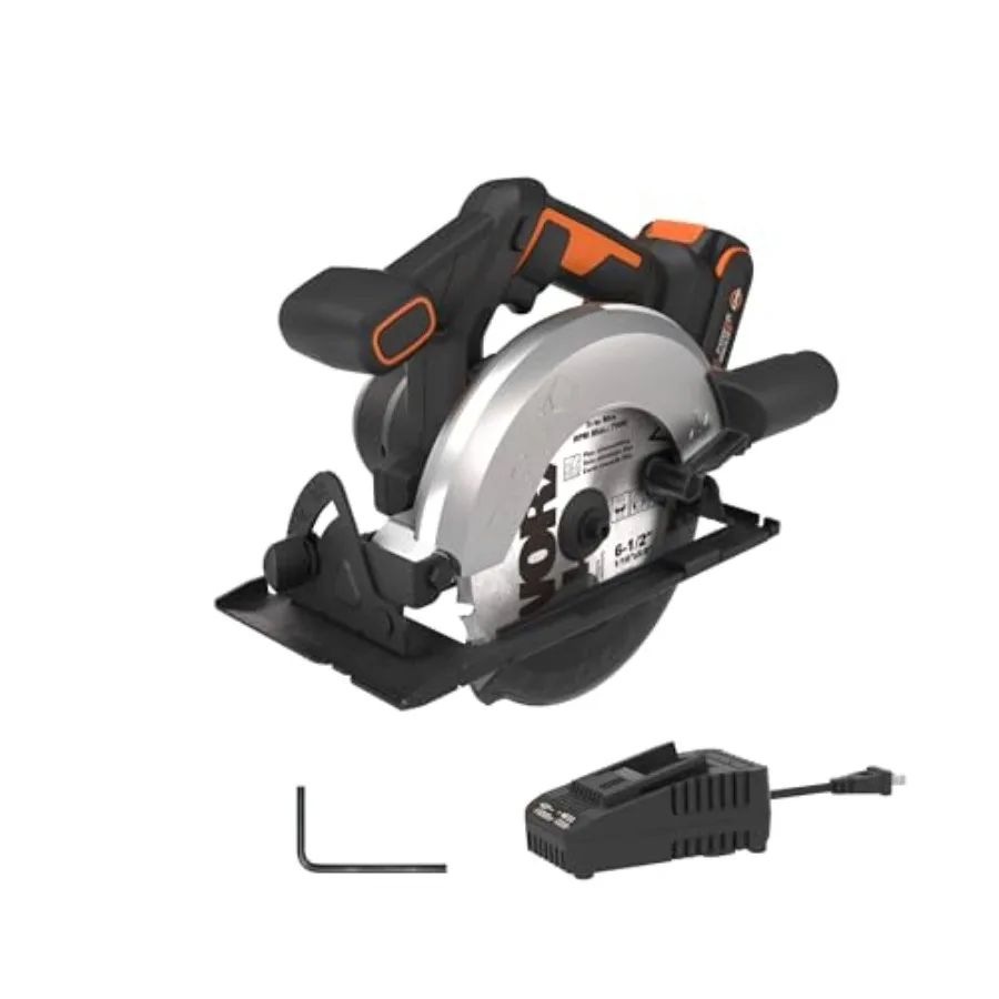 

Аккумуляторная циркулярная пила 20В с диском 6-1/2 дюйма: мощная и быстрая резка до 4700 об/мин, компактная и легкая