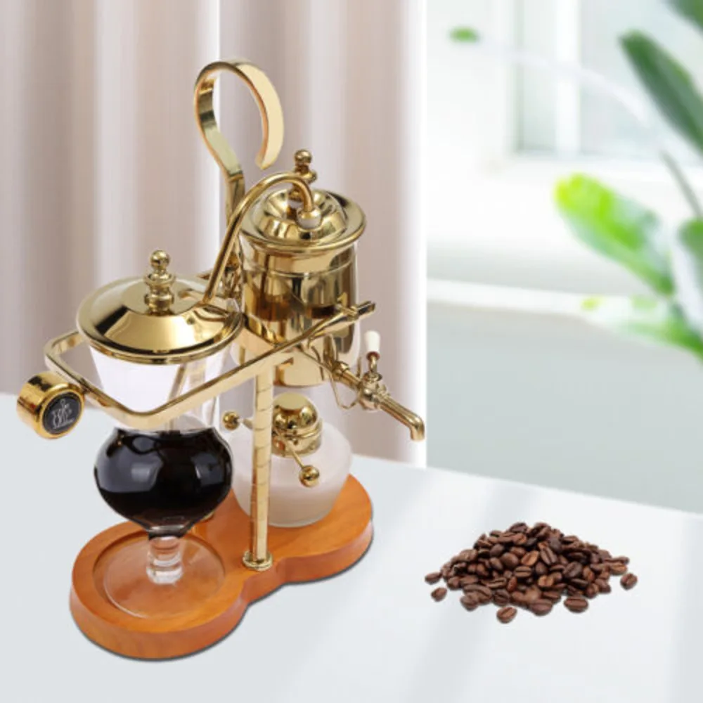 Bymaocar 400ml Gold Belgium Royal Family Balance Syphon Coffee Pot Maker Coffee Machine Set Easy to Disassemble Kitchen Decor